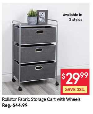 KSP ROLLSTOR FABRIC STORAGE CART W/WHEELS "3-DRAWER" 54.5 X 35.5 X 89 CM GREY