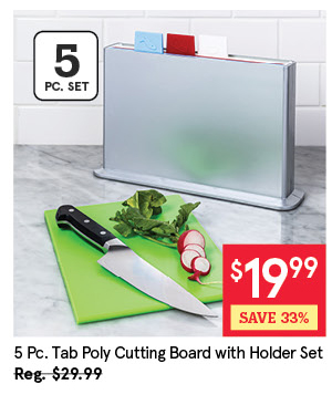 KSP TAB POLY CUTTING BOARD W/HOLDER SET/5 33 CM X 23.5 CM MULTI COLOUR