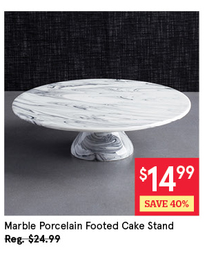 KSP MARBLE PORCELAIN FOOTED CAKE STAND 30 CM DIA. X 8.6 CM WHITE/GREY