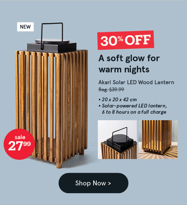 Akari Solar LED Wood Lantern