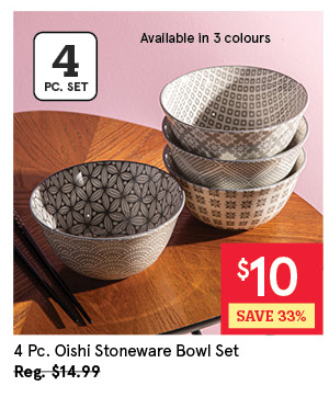 KSP OISHI STONEWARE BOWL "ASSORTED" SET/4 12 CM DIA. NAVY