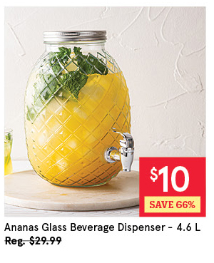 KSP ANANAS GLASS BEVERAGE DISPENSER 4.6 L / 158 OZ. CLEAR