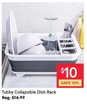 KSP TUBBY COLLAPSIBLE DISH RACK 38 X 29.5 X 12 CM WHITE/GREY