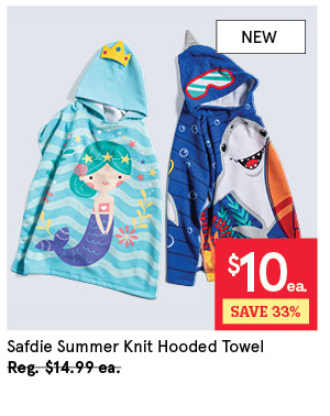 SAFDIE SUMMER KNIT KIDS HOODED TOWEL "MERMAID" 23.5" X 47"