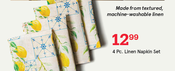 Harman Printed 'Lemon Tile' Linen Napkin - Set of 4