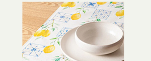 Harman Printed 'Lemon Tile' Linen Table Runner