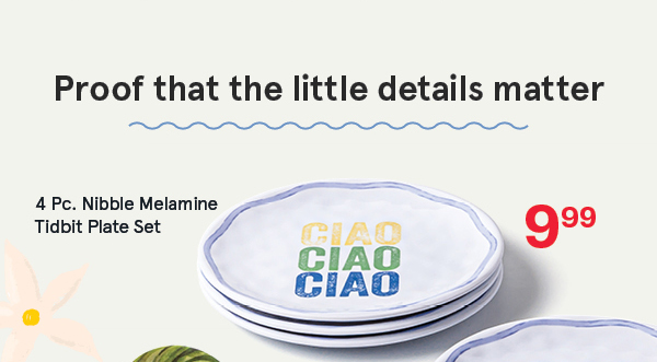 Nibble Melamine Tidbit Plate 6" Dia. - Set of 4