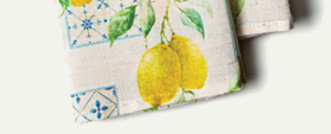 Harman Printed 'Lemon Tile' Linen Napkin - Set of 4