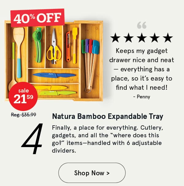 Natura Bamboo Cutlery Tray Expandable