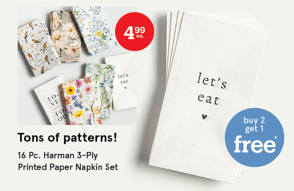 Harman 3-Ply 'Let'S Eat' Printed Guest Paper Napkin - 16pc