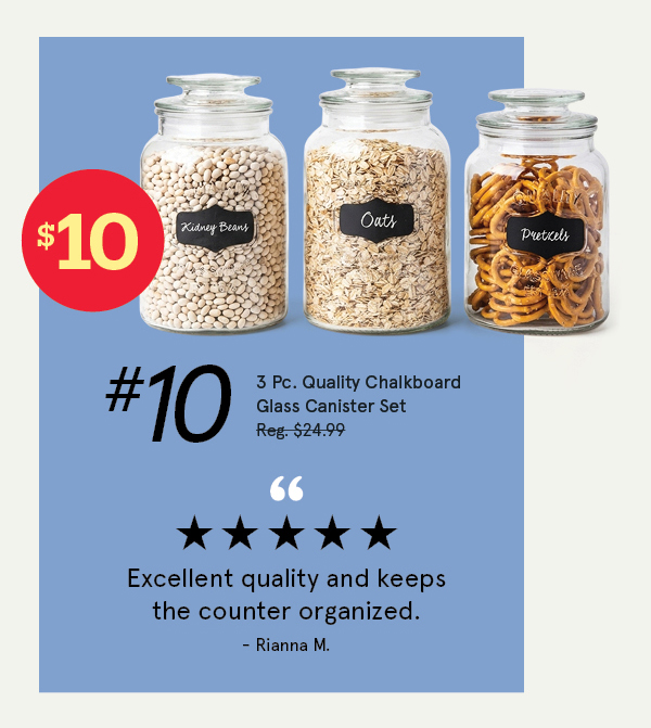 Quality Chalkboard Glass Canister with Lid - Set of 3