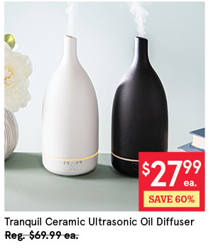 KSP TRANQUIL CERAMIC ULTRASONIC OIL DIFFUSER 120 ML CAPACITY BLACK