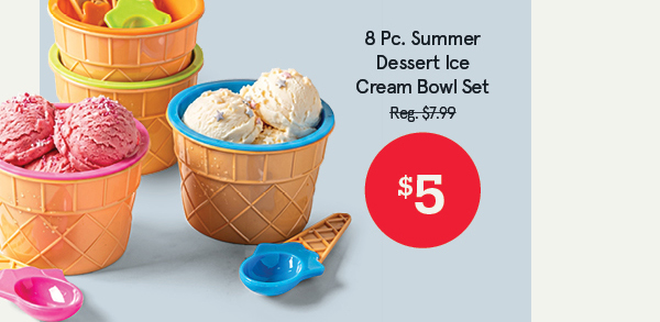 Ty Summer Dessert Ice Cream Bowls with Spoons - Set of 8