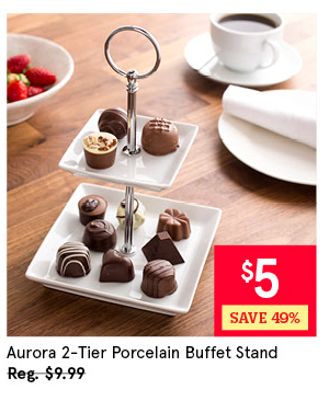 KSP AURORA PORCELAIN BUFFET STAND 2-TIER 14.5 / 24 CM SQ. WHITE