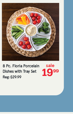 Floria Porcelain Dishes with Tray - Set of 8