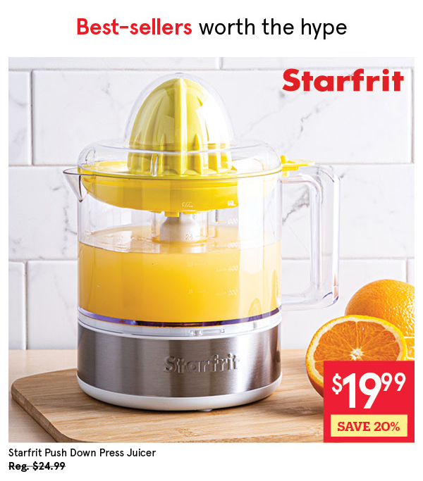 STARFRIT PUSH DOWN PRESS JUICER 800/ ML / 30- WATT WHITE/STAINLESS STEEL