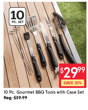 KSP GOURMET BBQ TOOLS W/ ZIPPERED CASE SET/10