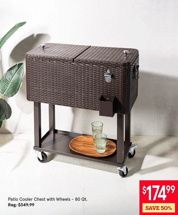 KSP PATIO COOLER CHEST W/WHEELS "80 QT" 83X48X87CM BROWN