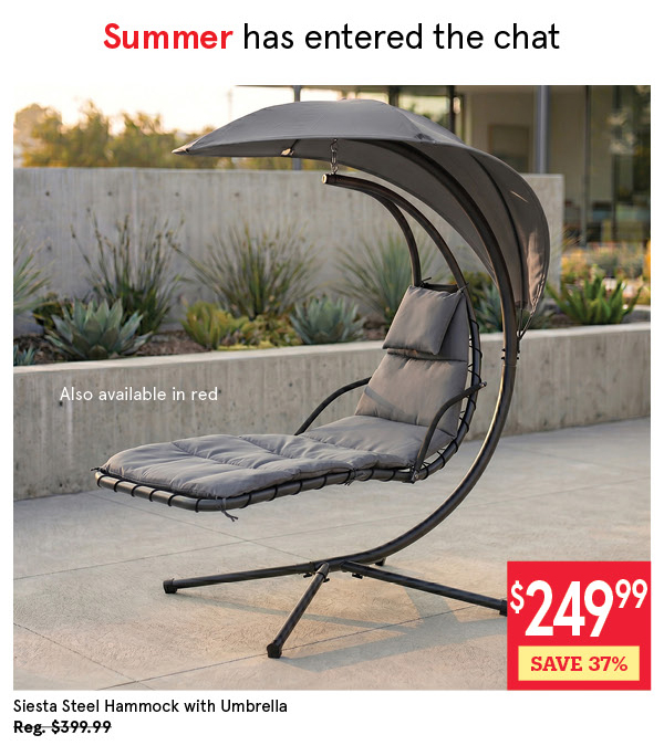 KSP SIESTA STEEL HAMMOCK W/UMBRELLA 196 X 105 X 200 CM GREY