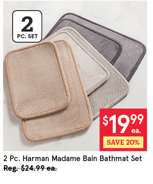 HARMAN MADAME BAIN MICROFIBER BATHMAT SET/2 17" X 24"/20" X 32" BEIGE