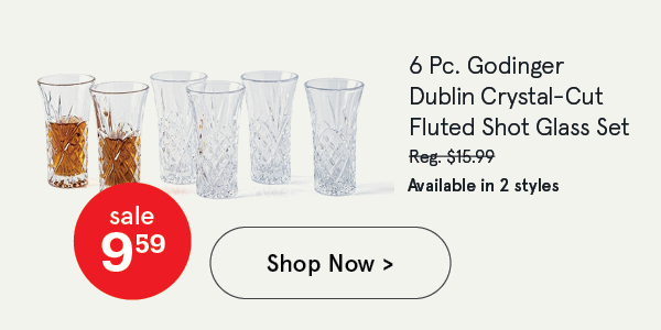 Godinger Dublin Crystal-Cut Fluted Shot Glass - Set of 6