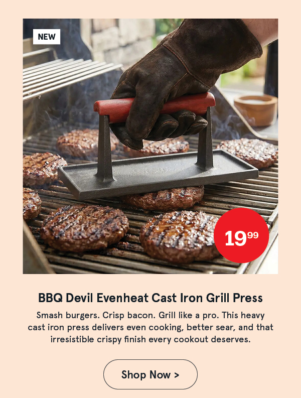 BBQ Devil Evenheat Cast Iron Grill Press
