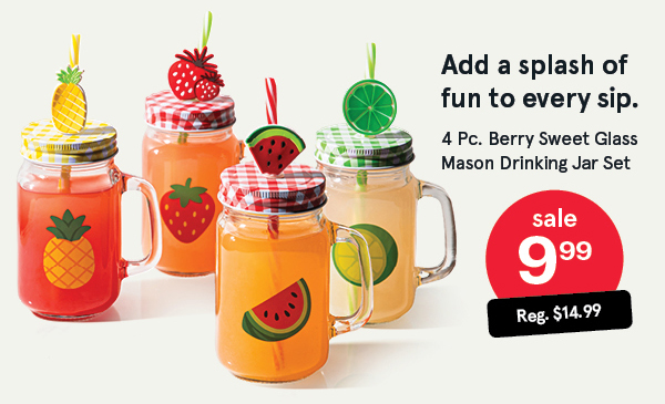 Berry Sweet 'Fruit' Glass Mason Drinking Jar - Set of 4