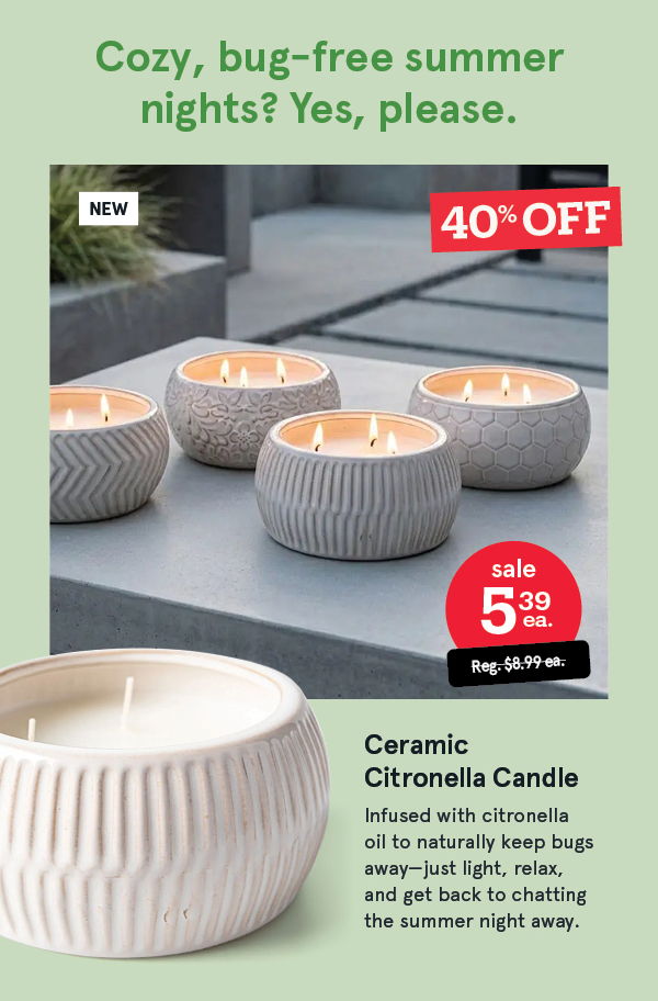 Ceramic 'Ribbed' Citronella Candle
