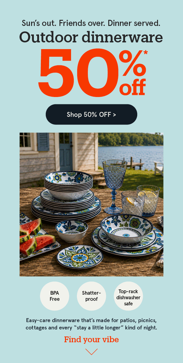 Outdoor Dinnerware 50% Off