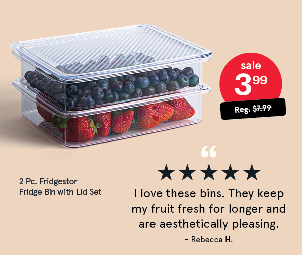 Fridgestor 'Shallow' Fridge Bin with Lid - Set of 2