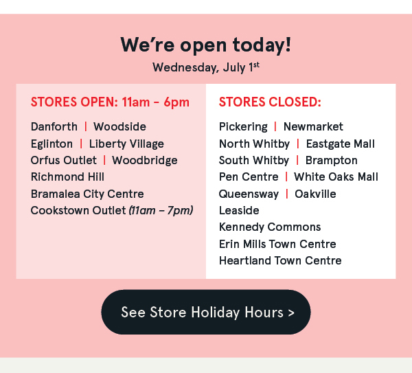 Store Holiday Hours