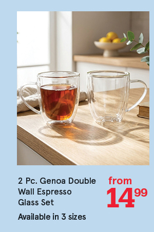 Milano Genoa Double Wall Espresso Glass with Handle, 80ml - Set/2