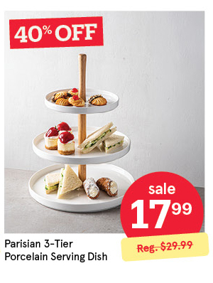 KSP PARISIAN 3-TIER PORCELAIN SERVING DISH 30 CM X 38 CM WHITE