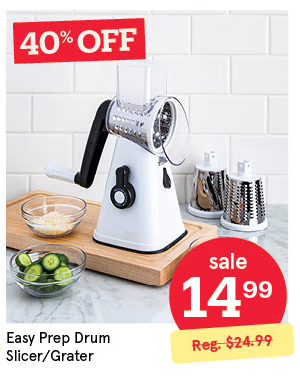KSP EASY PREP DRUM SLICER/GRATER 18X14X28 CM WHITE/BLACK