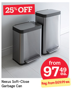KSP NEXUS SOFT-CLOSE GARBAGE CAN 50L "FINGERPRINT-PROOF" 17.3" X 14" X 22" H BRUSHED ST/ST