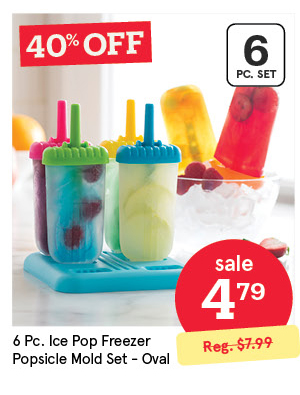 KSP ICE POP FREEZER POPSICLE MOLD "OVAL" SET/6 14 X 15 X 16.5 CM MULTI COLOUR
