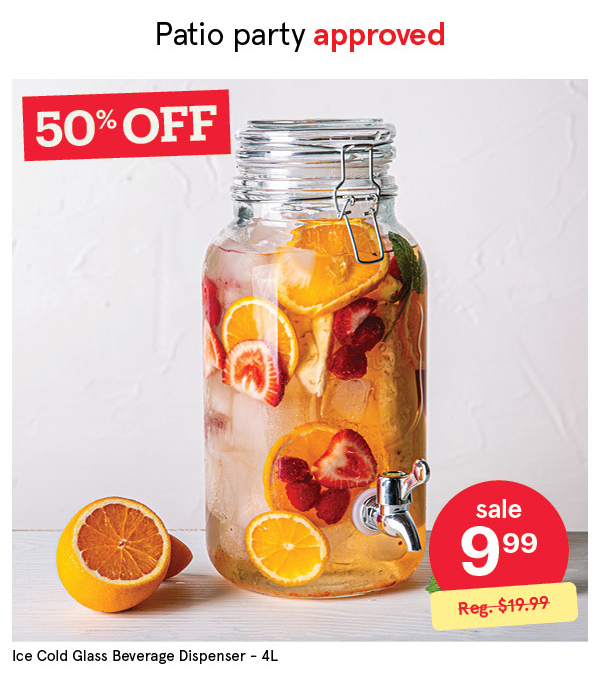 KSP ICE COLD GLASS BEVERAGE DISPENSER 4 L CLEAR
