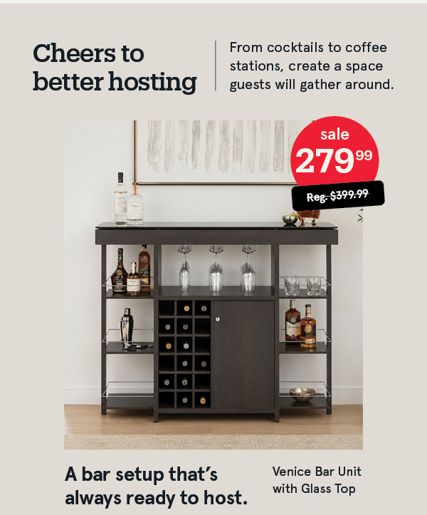 Venice Bar Unit with Glass Top