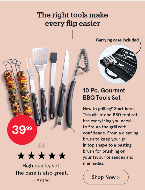 Gourmet BBQ Tools with Zippered Case - Set of 10