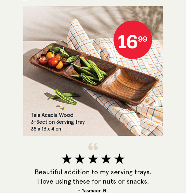 Tala Acacia Wood 3-Section Serving Tray
