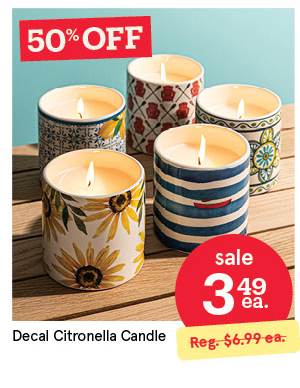 KSP DECAL CITRONELLA CANDLE "CANOE" 10 CM DIA X 9 CM H