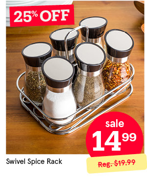 KSP SWIVEL SPICE RACK "6-BOTTLE" ST/ST - CLEAR