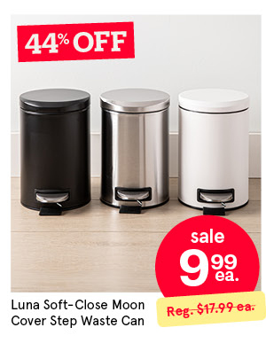 KSP LUNA SOFT-CLOSE MOON COVER STEP WASTE CAN 3 L/6.6 DIA. X 14" H BLACK