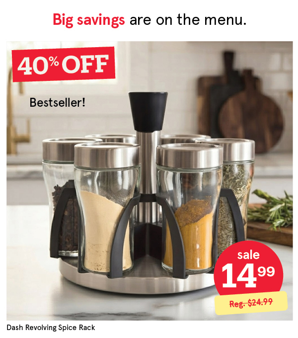 KSP DASH REVOLVING SPICE RACK "6-BOTTLE" 7.5" DIA. X 6.75" H ST/ST - CLEAR
