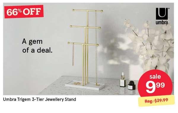 UMBRA TRIGEM 3-TIER JEWELLERY STAND 23 X 10 X 48.5 CM WHITE/BRASS