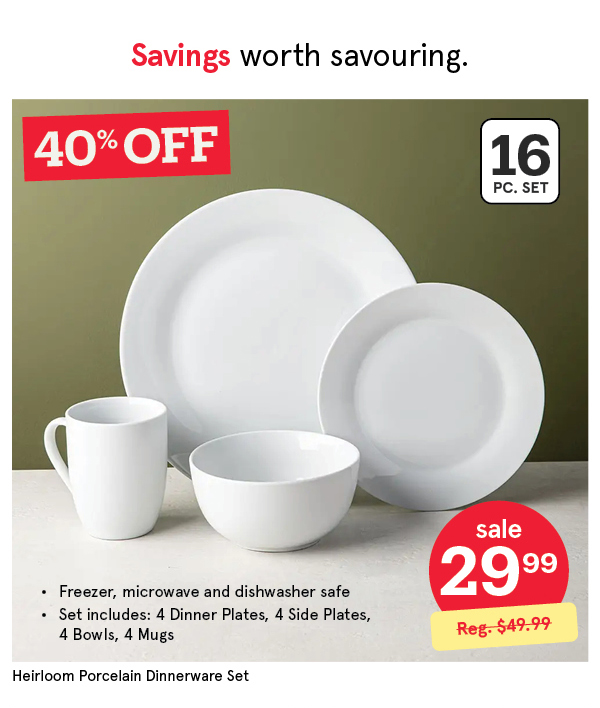 KSP HEIRLOOM PORCELAIN DINNERWARE SET/16 WHITE