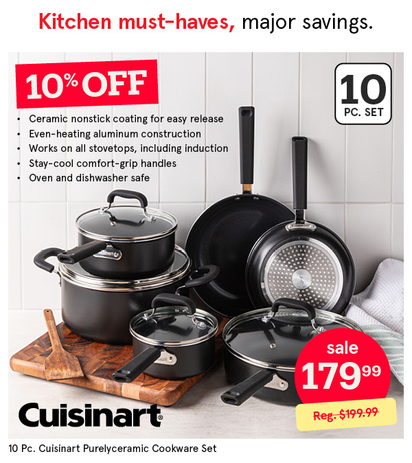 CUISINART PURELYCERAMIC CERAMIC COOKWARE COMBO SET/10 BLACK
