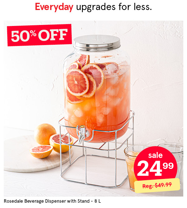 KSP ROSEDALE BEVERAGE DISPENSER W/STAND 8 L CLEAR/CHROME