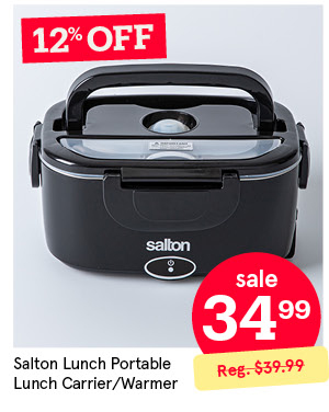 SALTON LUNCH BREAK PORTABLE LUNCH CARRIER/WARMER 1.5 L BLACK