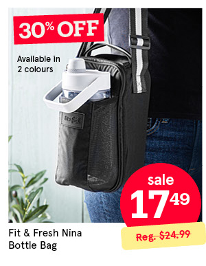 FIT & FRESH NINA BOTTLE BAG 5.5X4X10" BLACK